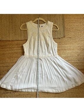 Free People Cream Embroidered Boho Mini Dress